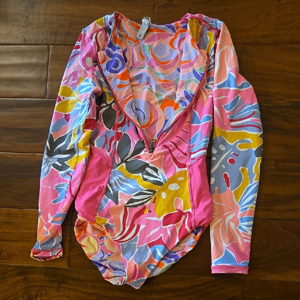 Maaji Pink and Yellow Kids Swim Rashguard